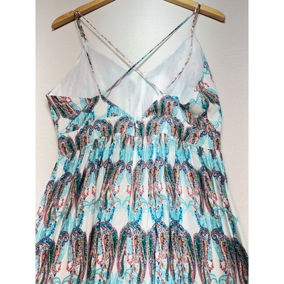 Nhim Womens Paisley Maxi Dress Sze M Multicolor Strappy Summer Beach V-Neck Chic - Picture 13 of 13